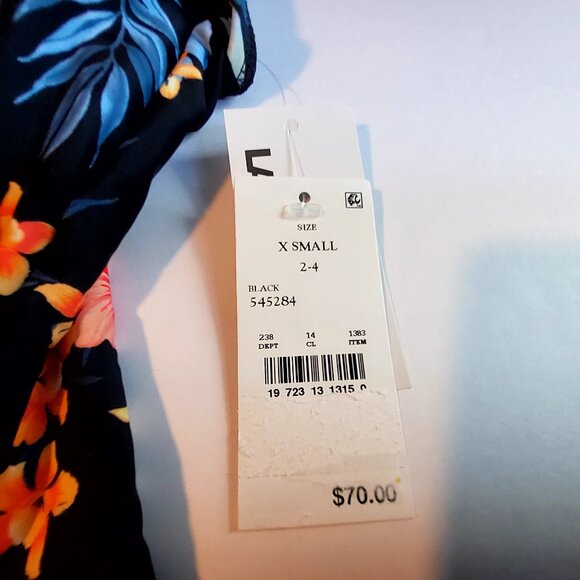 Lands End Floral One-Piece Swimsuit Size X Small Black Multicolor Nylon Spandex - Picture 3 of 8